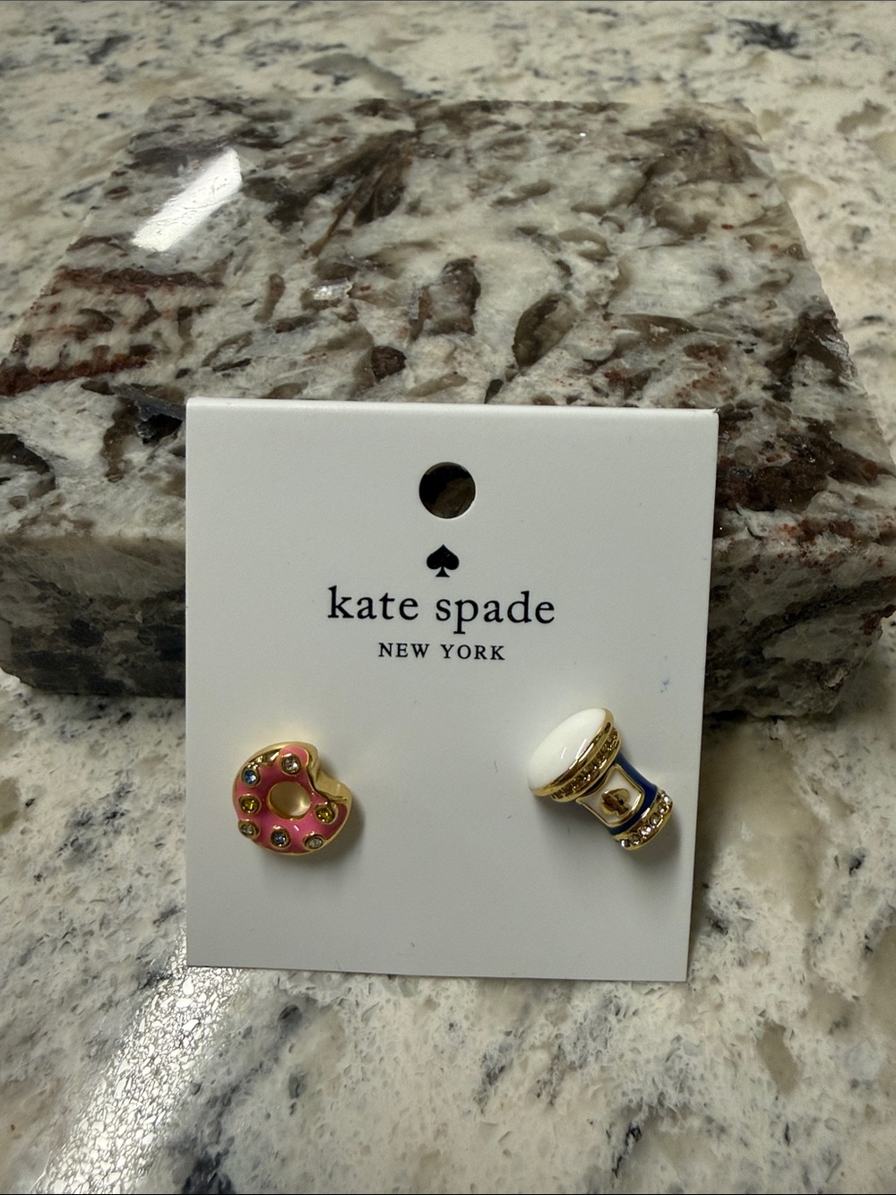 kate spade Kids Pink Donut and Gold Drum Stud Earrings